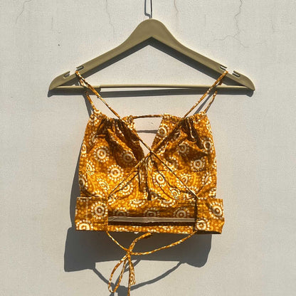 Mustard Handblock Cotton Bralette