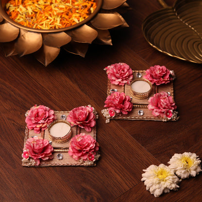 Rosy Festive Diya- Set of 2