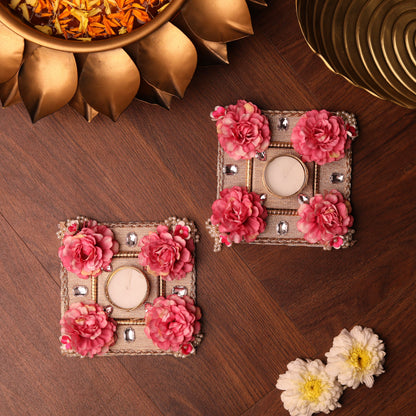 Rosy Festive Diya- Set of 2