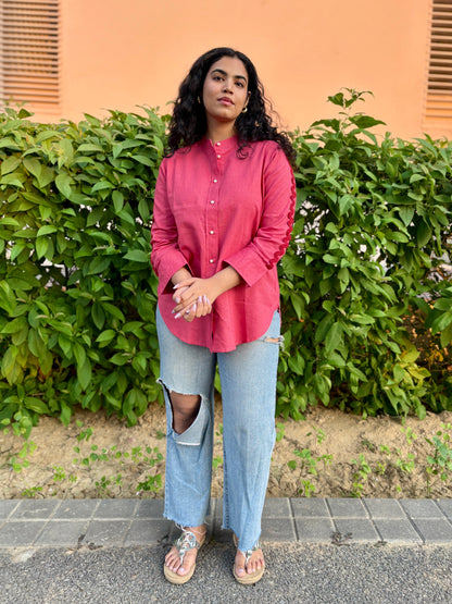 Cherry Red Linen Shirt