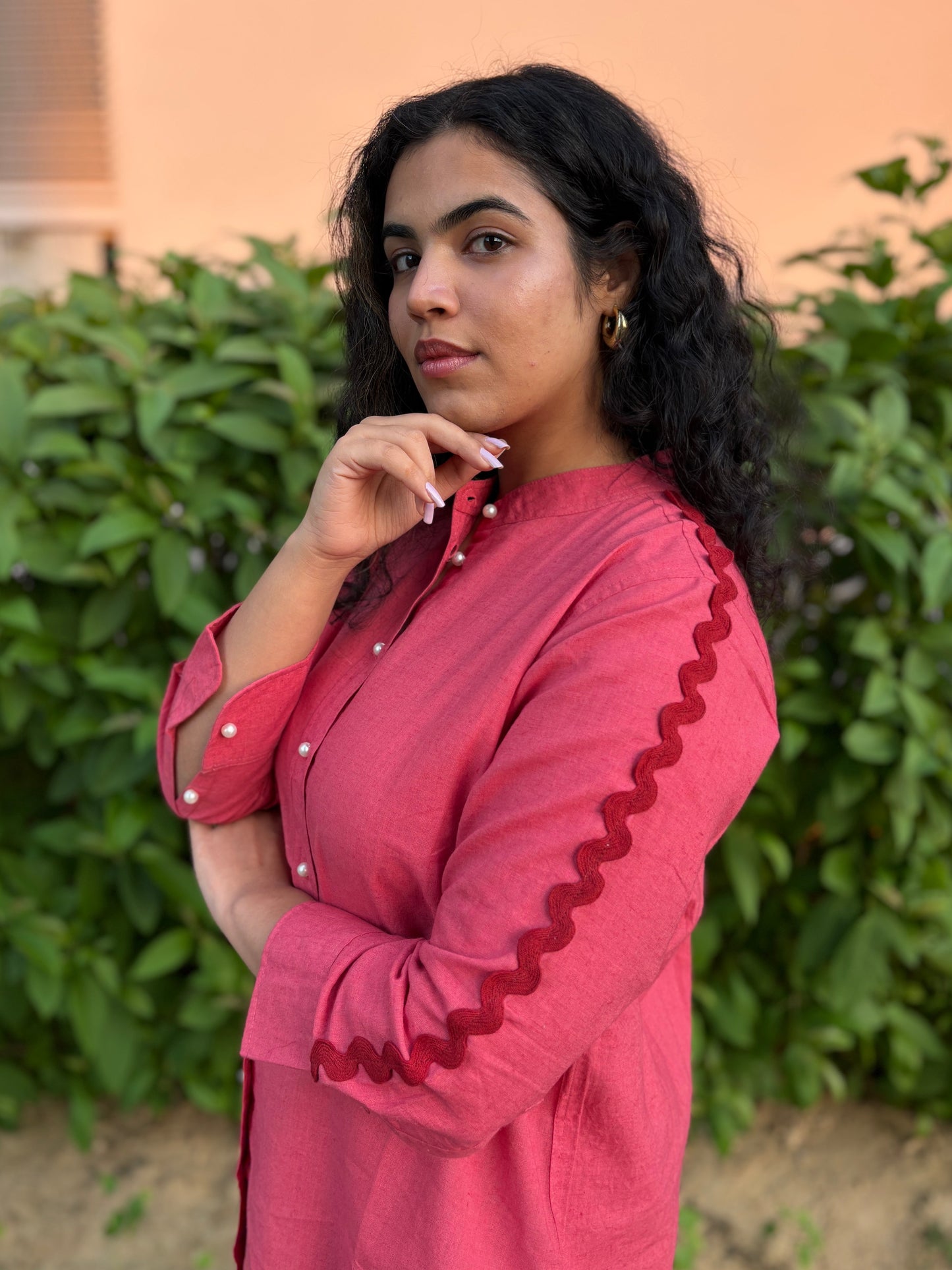Cherry Red Linen Shirt