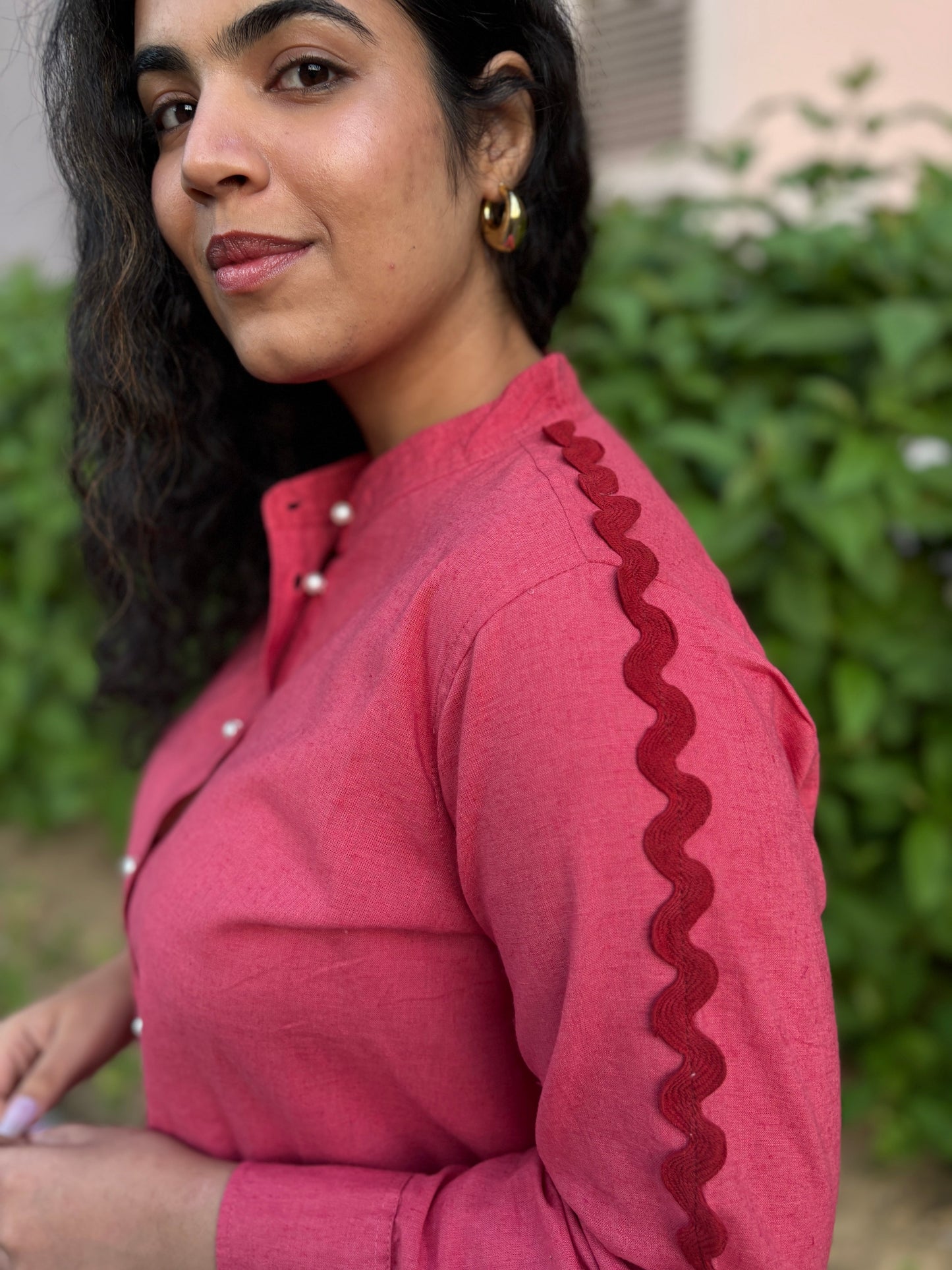 Cherry Red Linen Shirt