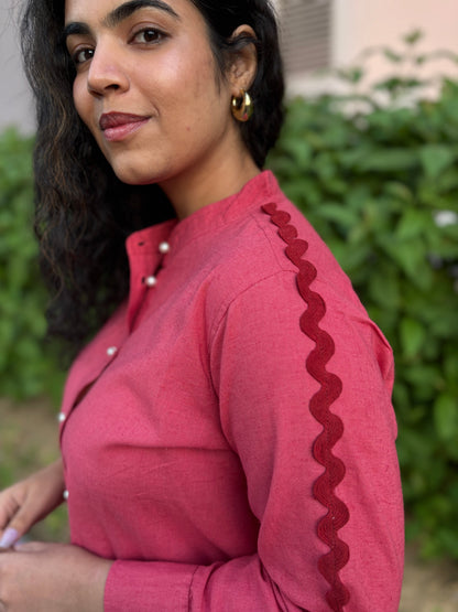 Cherry Red Linen Shirt