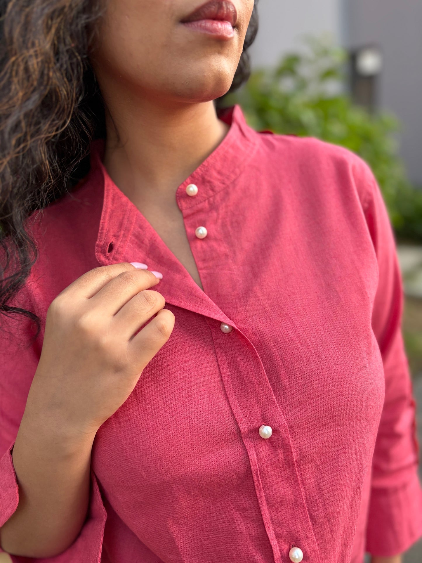Cherry Red Linen Shirt