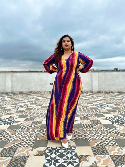 Grazie Multicolored Cotton Kaftan Dress