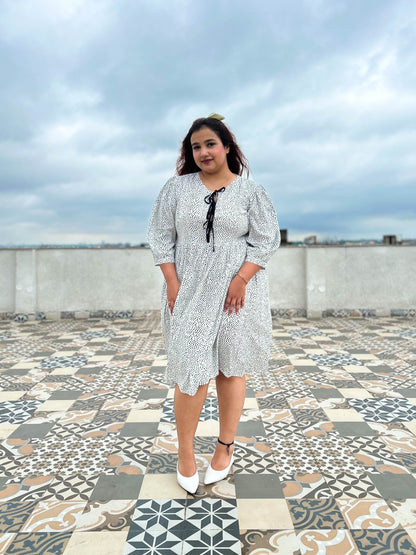 Polka Mahonia Black & White Cotton Dress