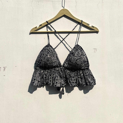 Black Geometry Cotton Bralette