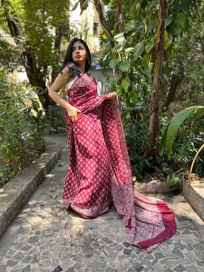 Wine Wonders Cotton Pocket Saree