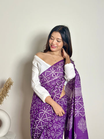 Old School Romance Handblocked Saree