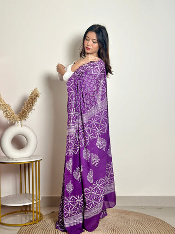 Old School Romance Handblocked Saree