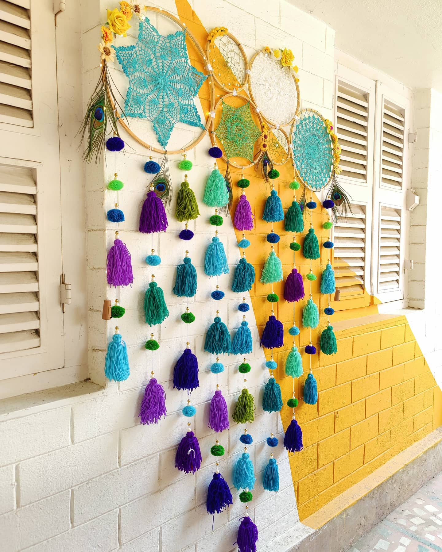 Peacock Themed Cluster Dreamcatcher