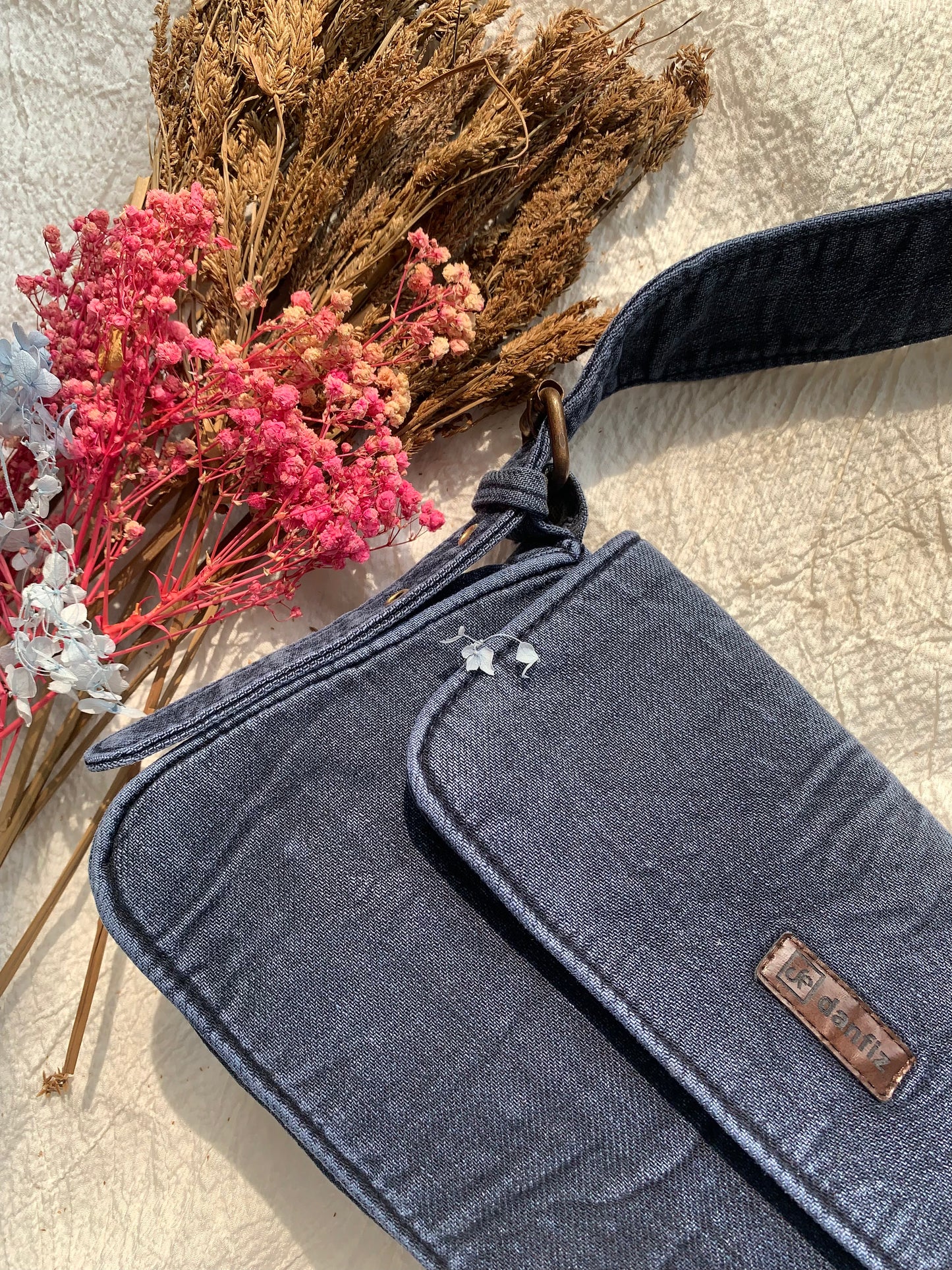 Denim Dark Blue Baguette Bag