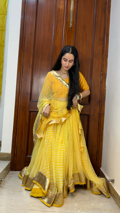 Pavitra Yellow Leheriya Lehenga