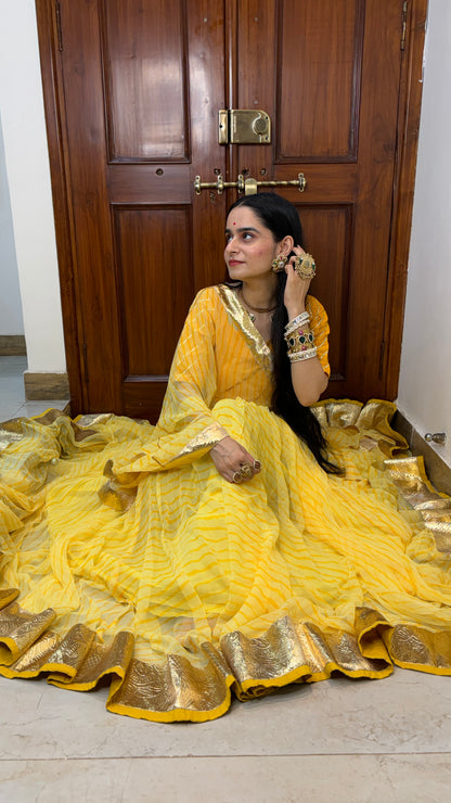 Pavitra Yellow Leheriya Lehenga