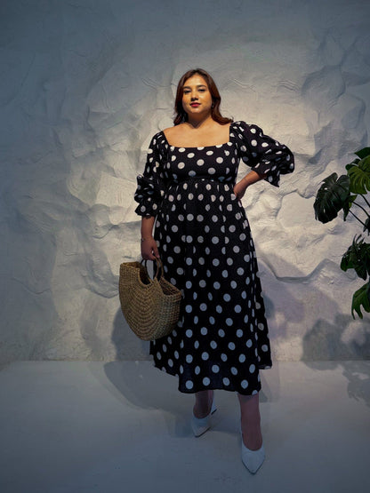 Soleia Polka Dot Midi Dress