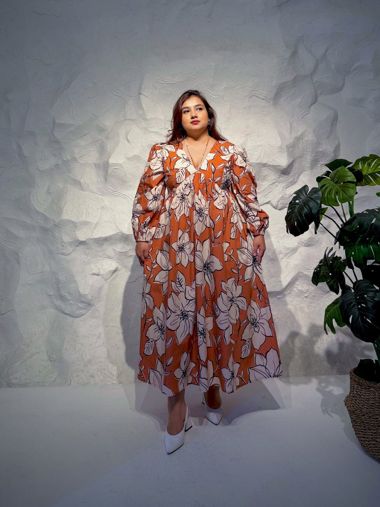 Mistral Cotton Maxi Dress with Balloon Sleeves
