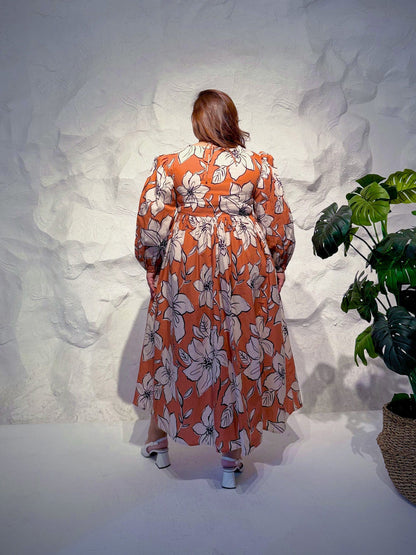Mistral Cotton Maxi Dress with Balloon Sleeves