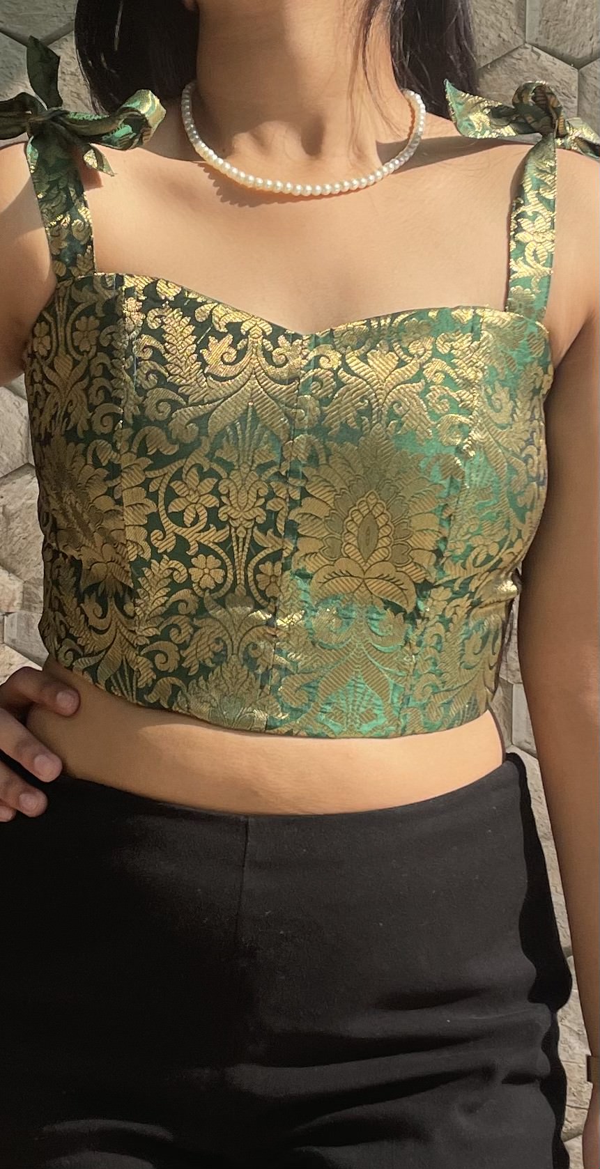 Green Brocade Corset