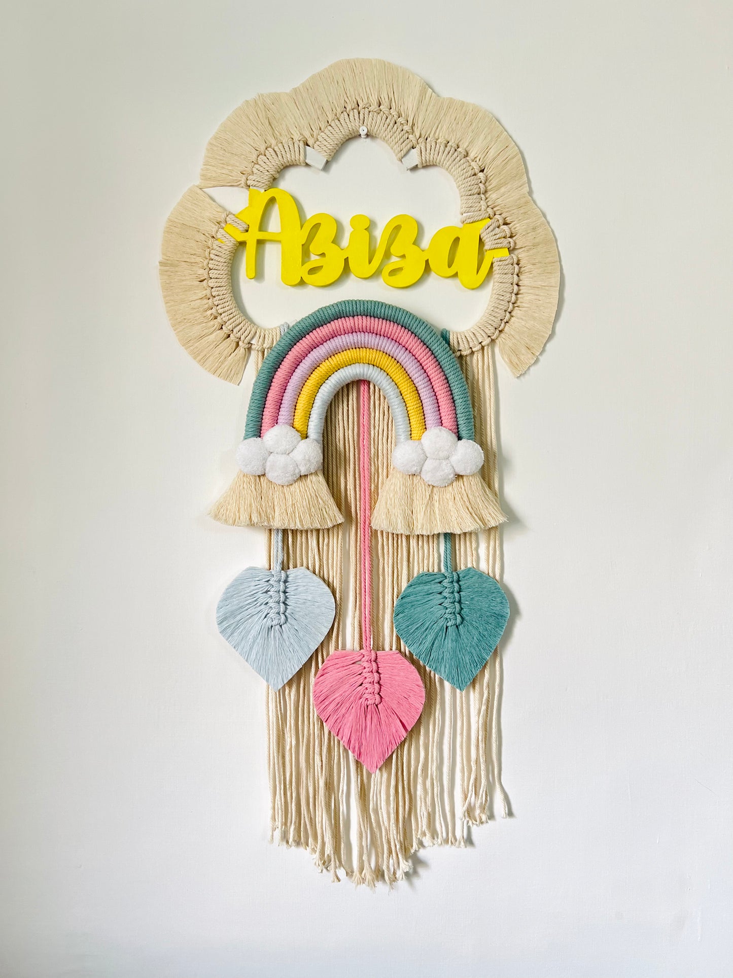 Cloud Rainbow Single Name Macrame Dreamcatcher