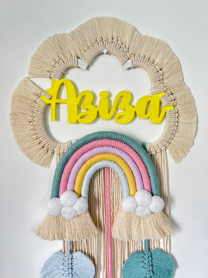 Cloud Rainbow Single Name Macrame Dreamcatcher