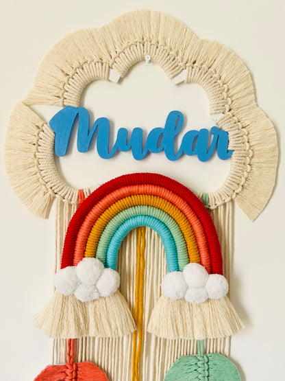 Cloud Rainbow Single Name Macrame Dreamcatcher