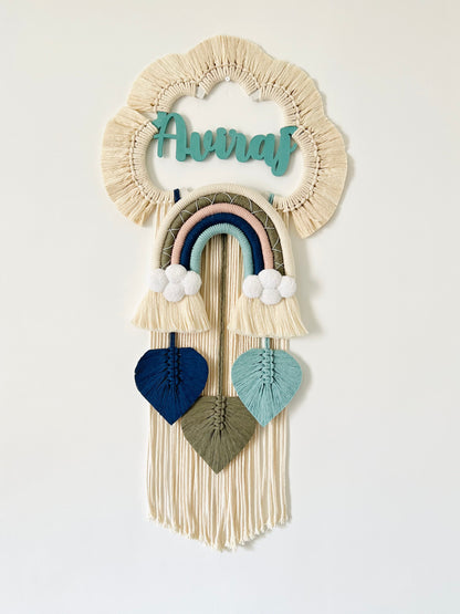 Cloud Rainbow Single Name Macrame Dreamcatcher