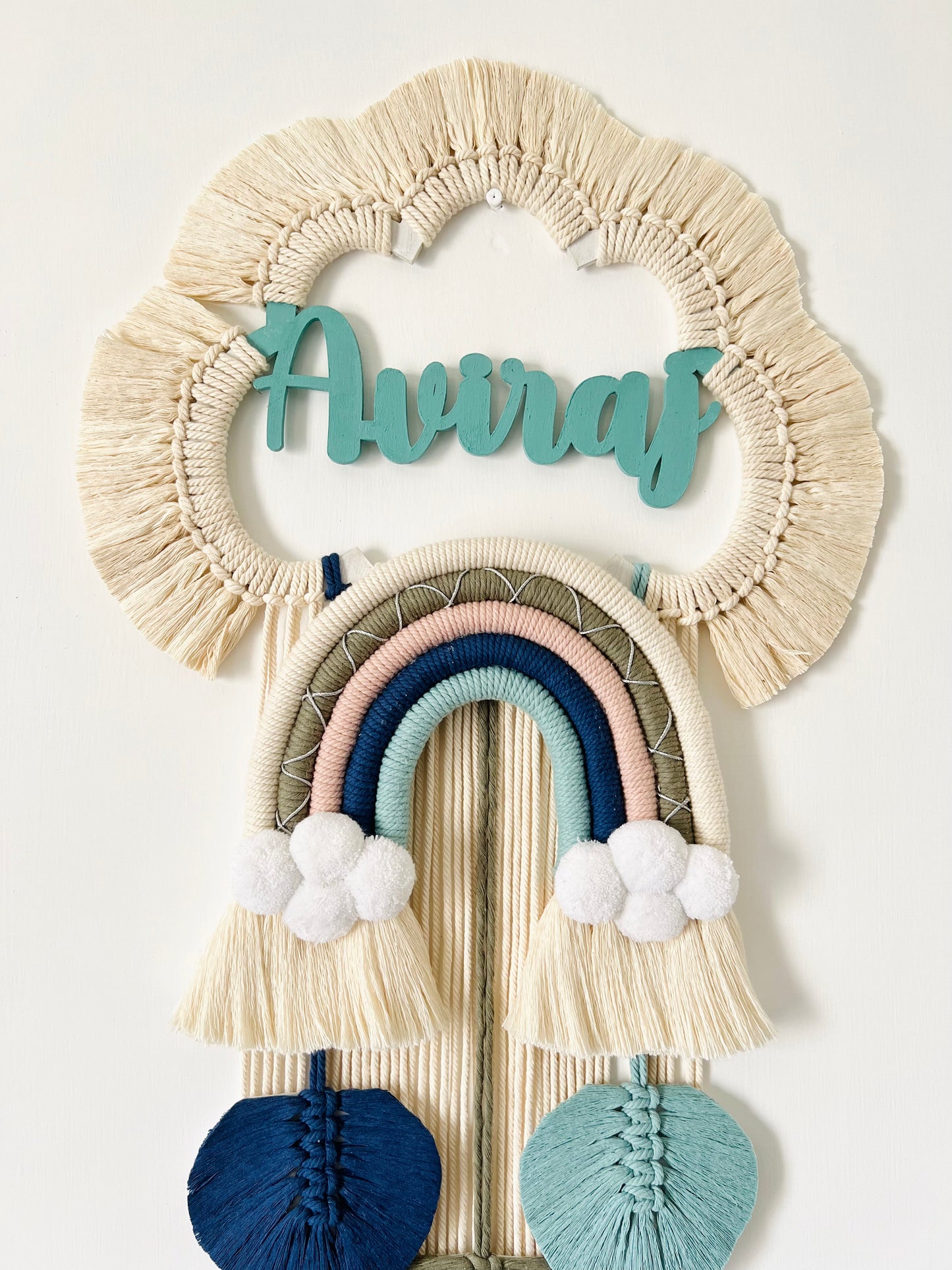 Cloud Rainbow Single Name Macrame Dreamcatcher