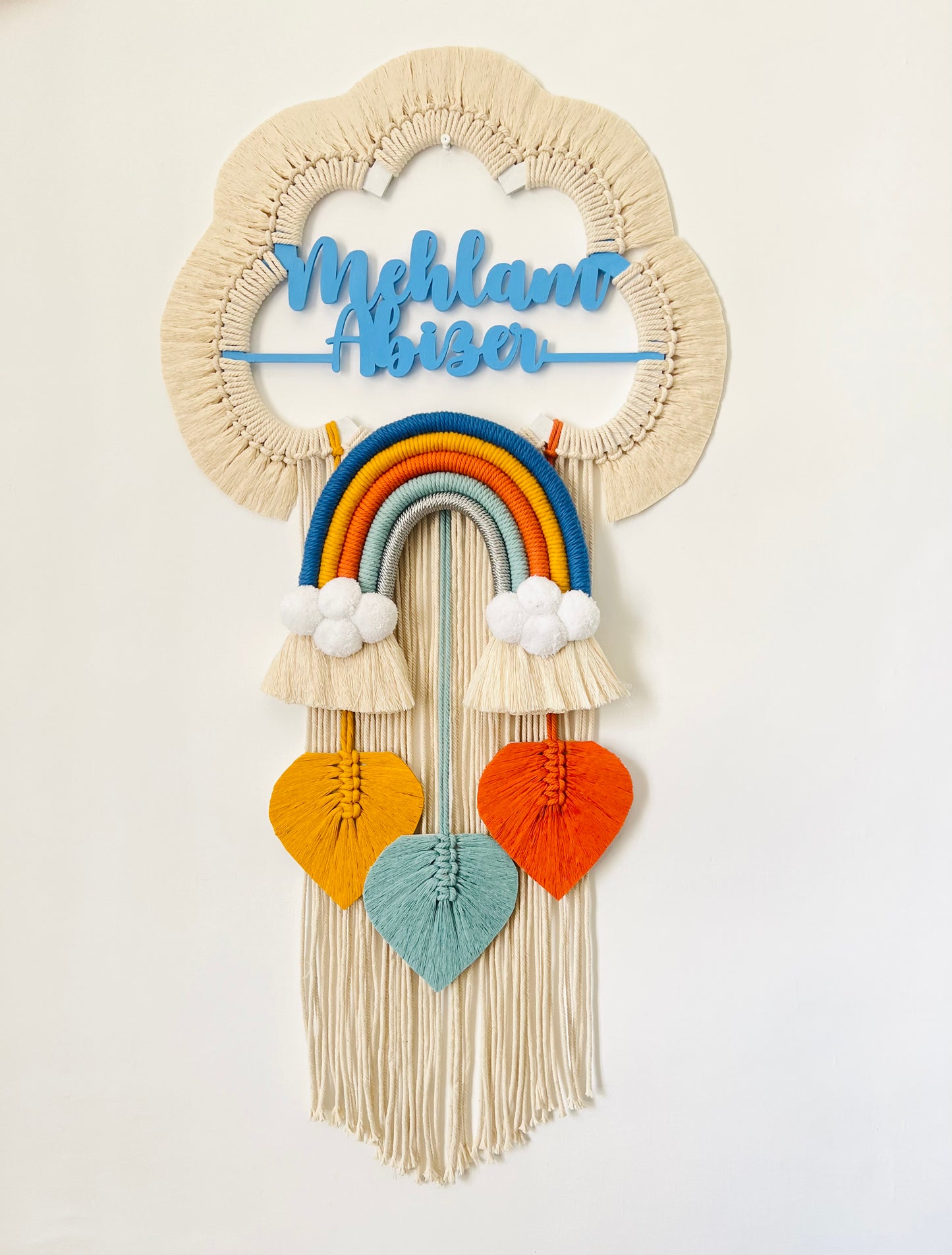 Cloud Rainbow Double Name Macrame Dreamcatcher