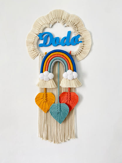 Cloud Rainbow Single Name Macrame Dreamcatcher