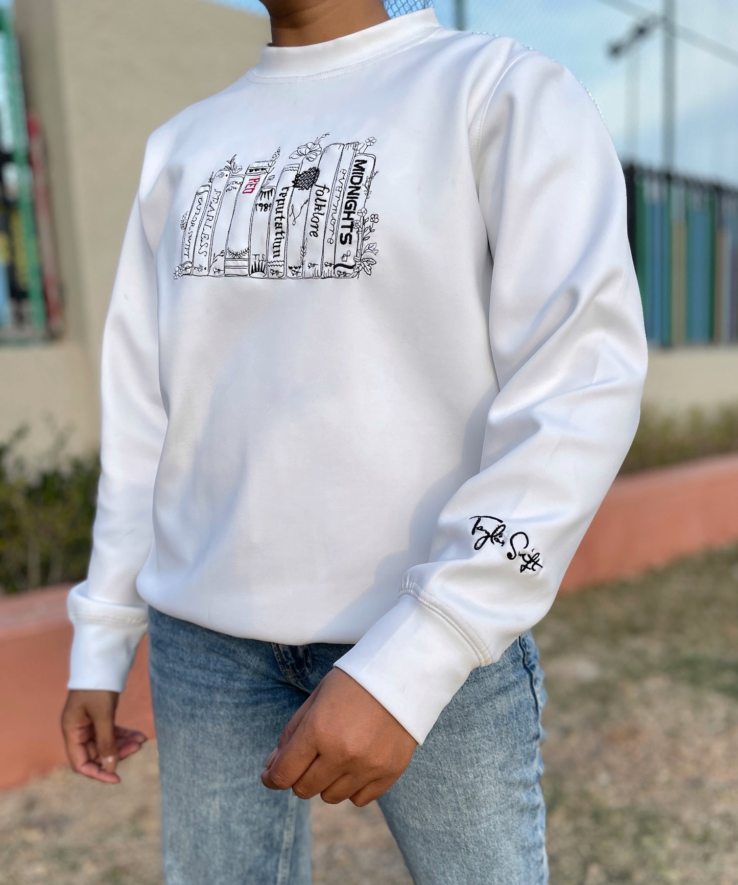 White Embroidered Sweatshirt