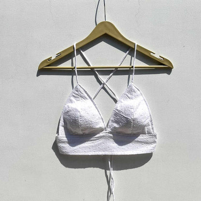 White Chikan Hakoba Cotton Bralette