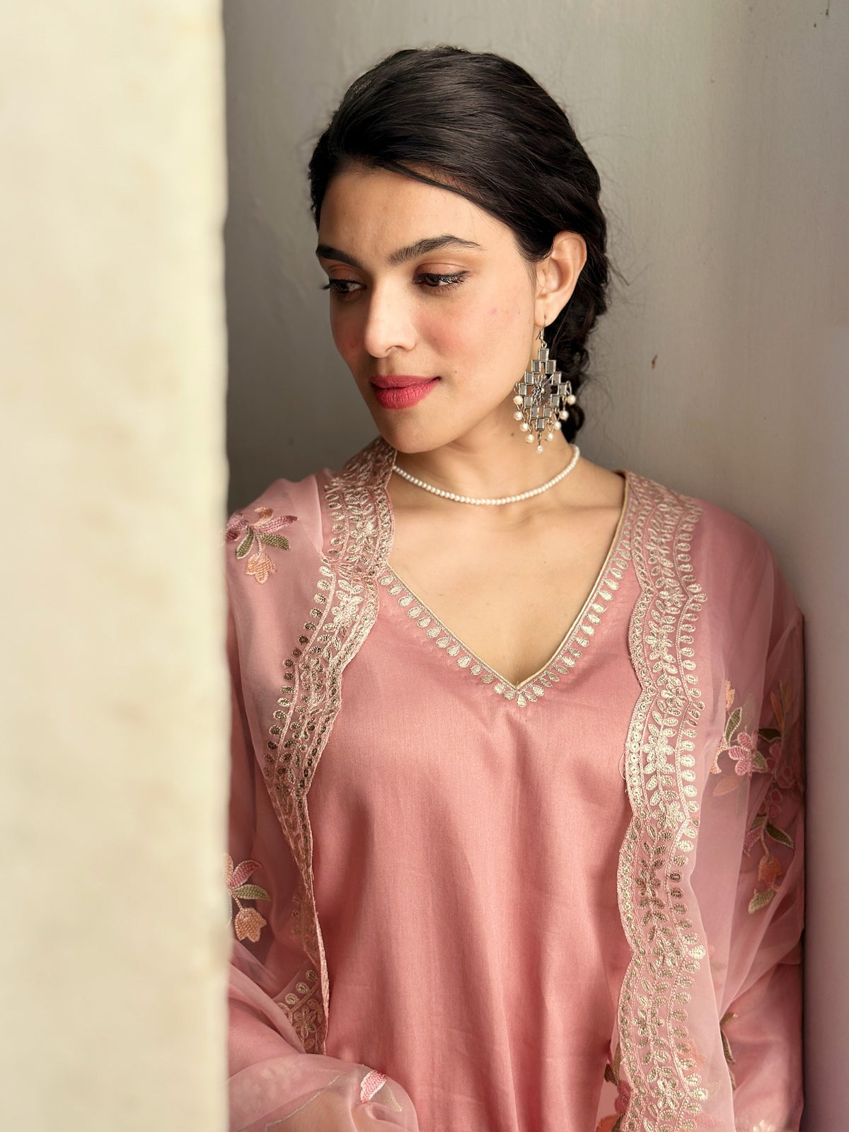 Blush Pink Embroidered Kurta Set