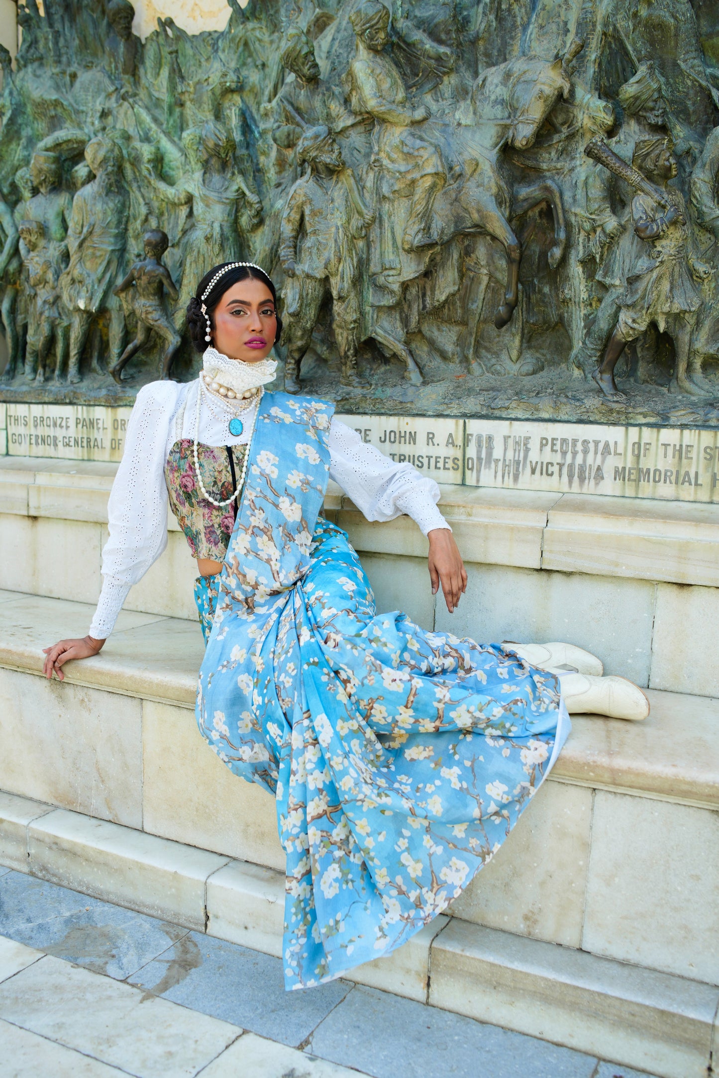 Almond Blossoms Mul Cotton Saree