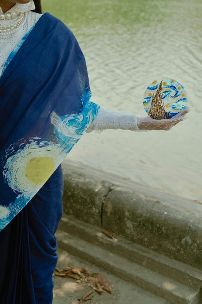 Starry Night Mul Cotton Saree