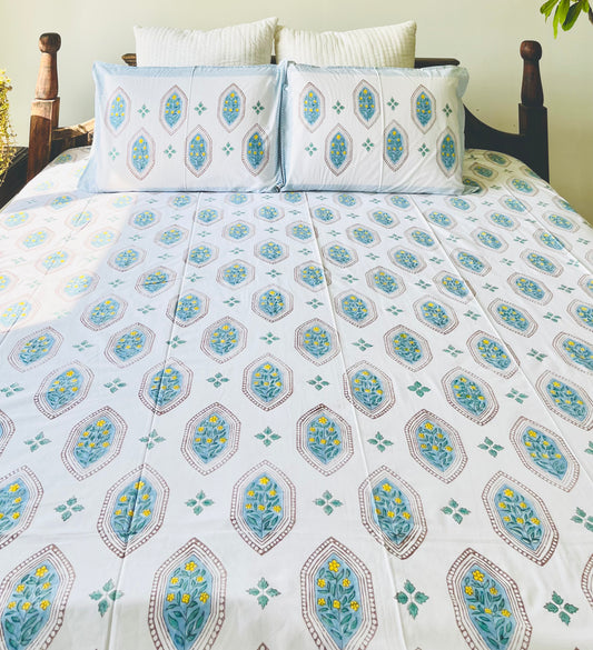 Nila Pila Hand Block Printed Cotton Bedsheet