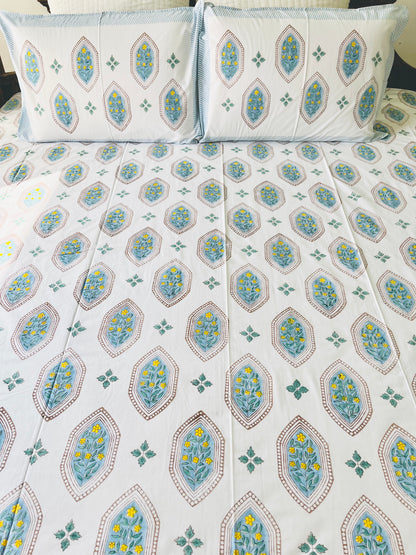 Nila Pila Hand Block Printed Cotton Bedsheet