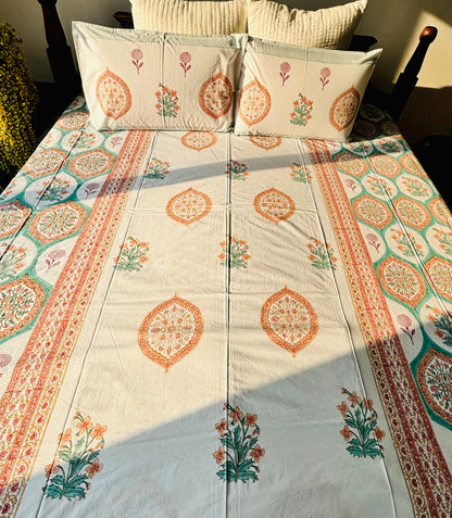 Bahaar Hand Block Printed Cotton Bedsheet