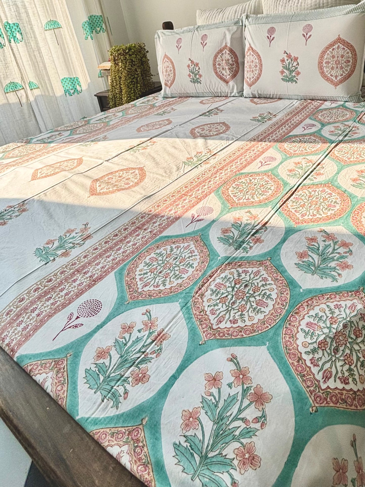 Bahaar Hand Block Printed Cotton Bedsheet