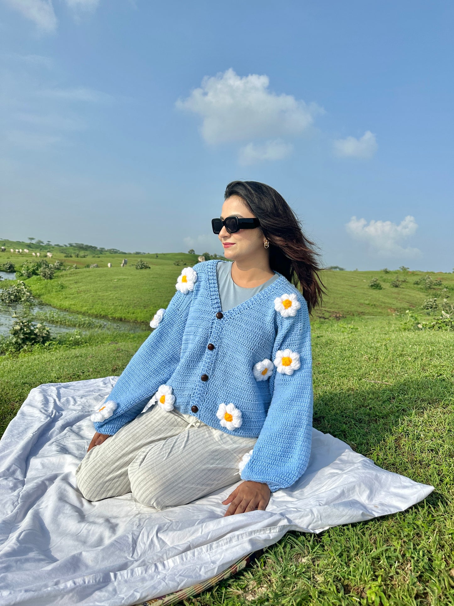 Handmade Chunky Daisy Cardigan