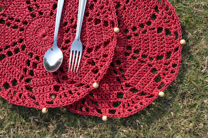 Pink Set of 2 Crochet Mats