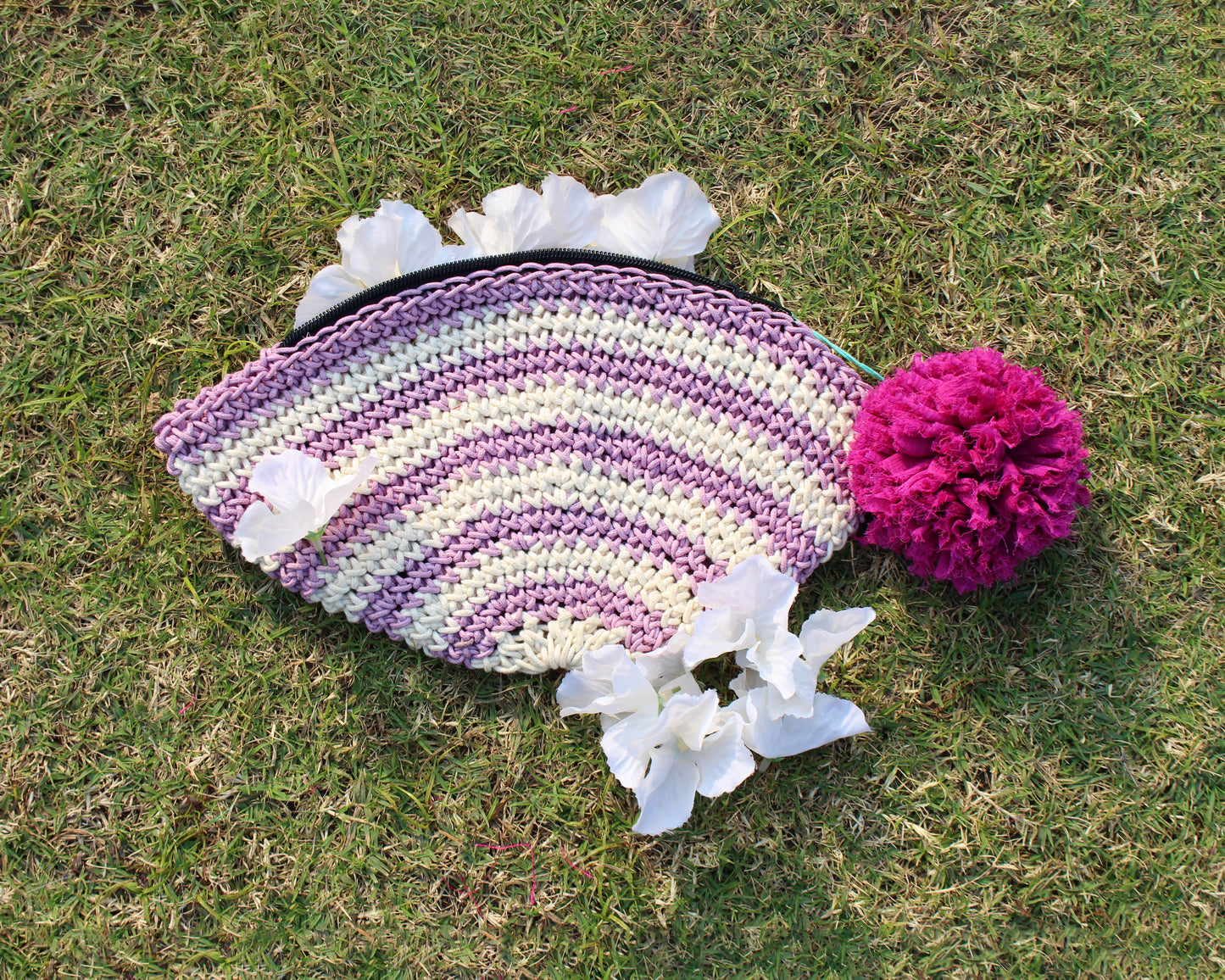 Lavender & White Striper Pouch