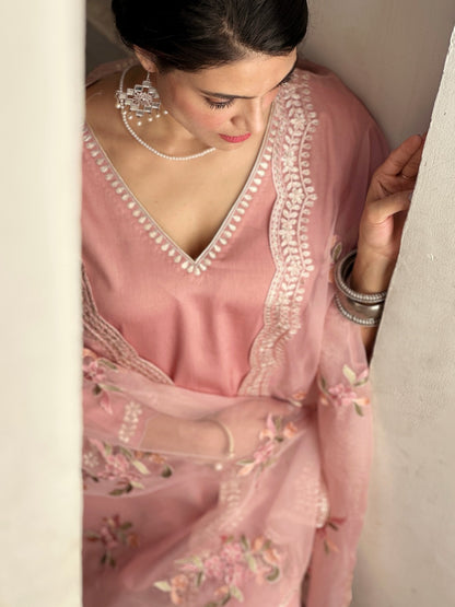 Blush Pink Embroidered Kurta Set