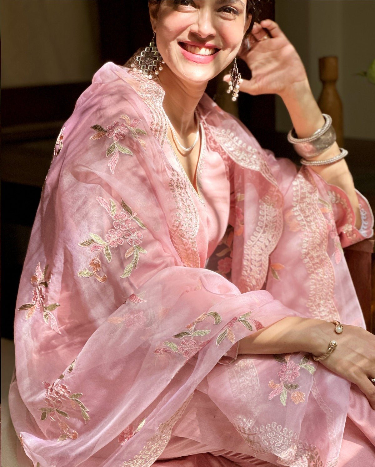 Blush Pink Embroidered Kurta Set