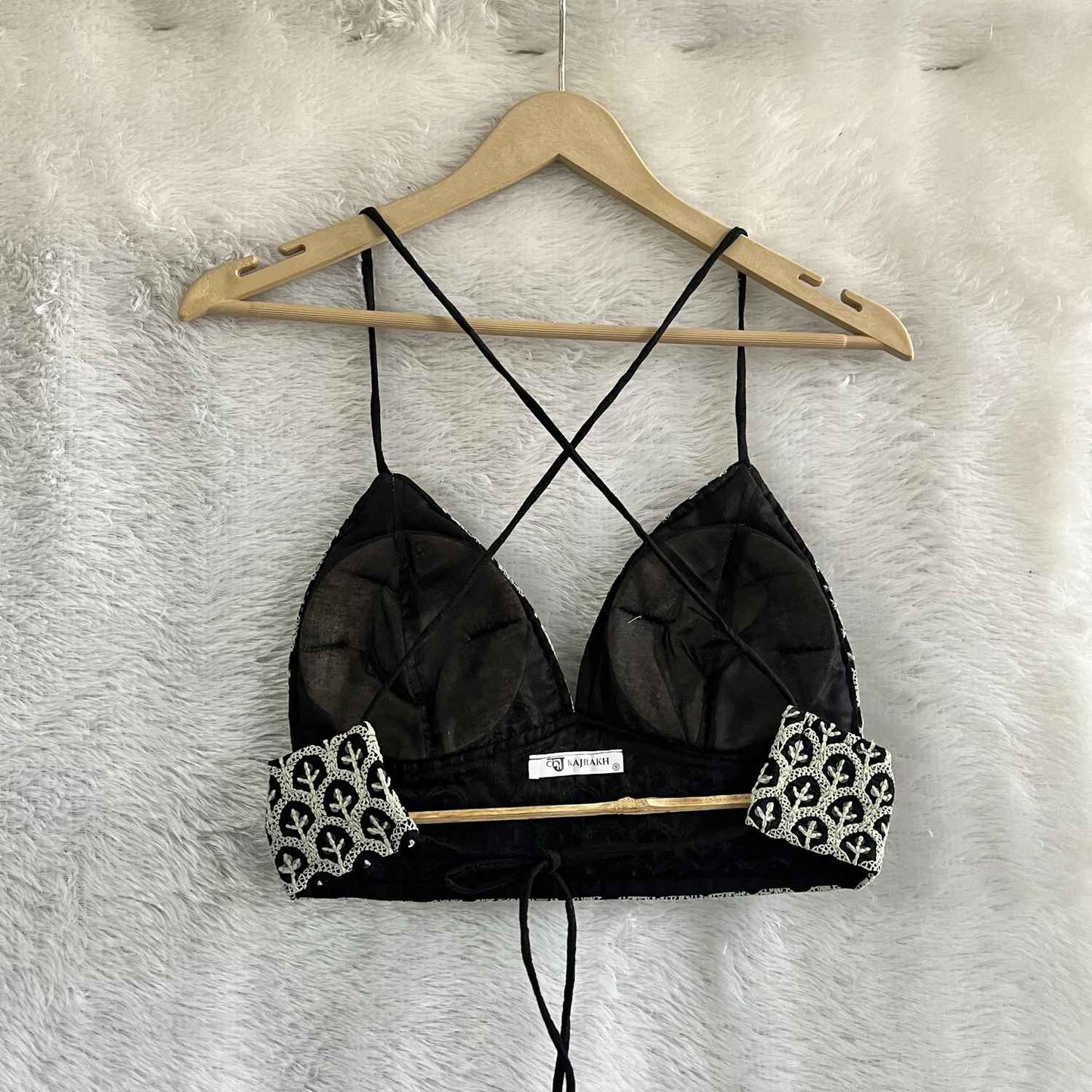 Black Chikan Cotton Bralette