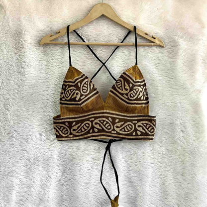 Beige Green Paisley Kota Doria Bralette