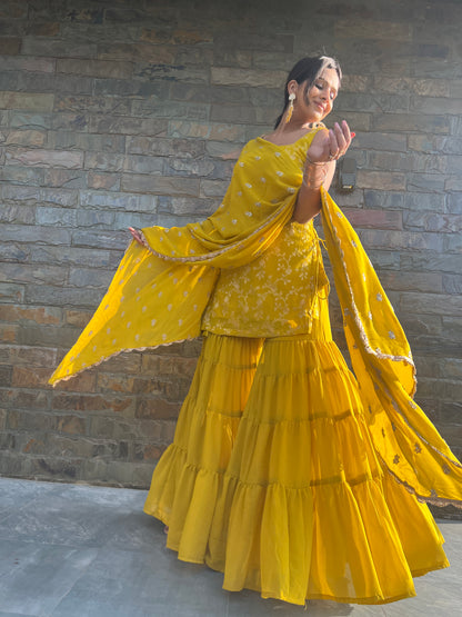 Nazaakat Yellow Sharara Set