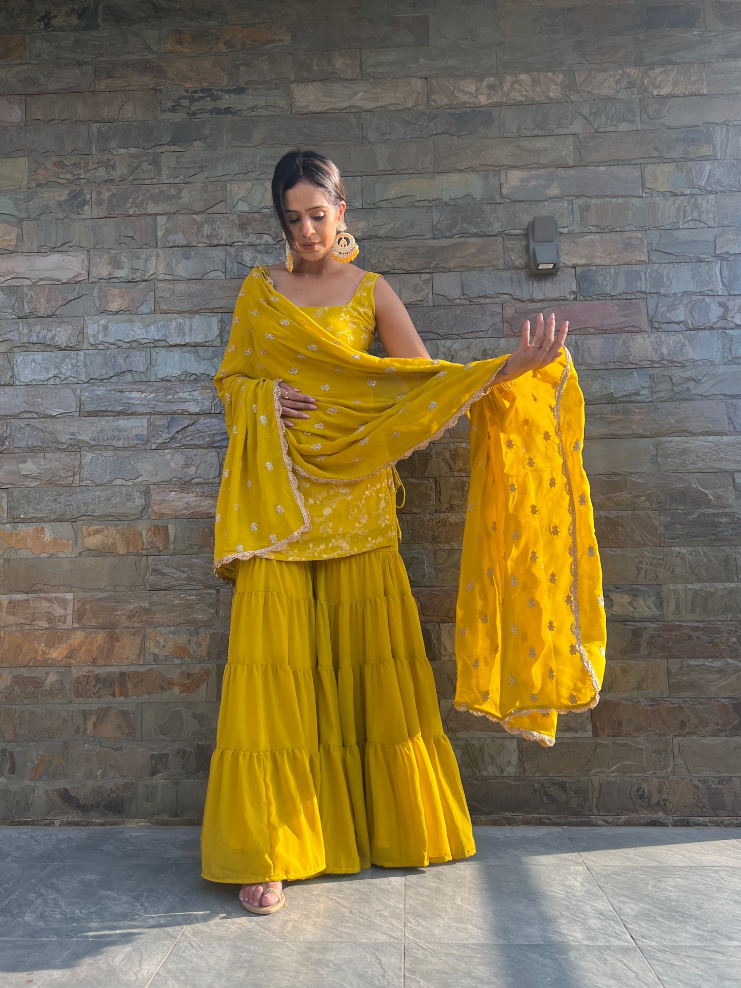 Nazaakat Yellow Sharara Set