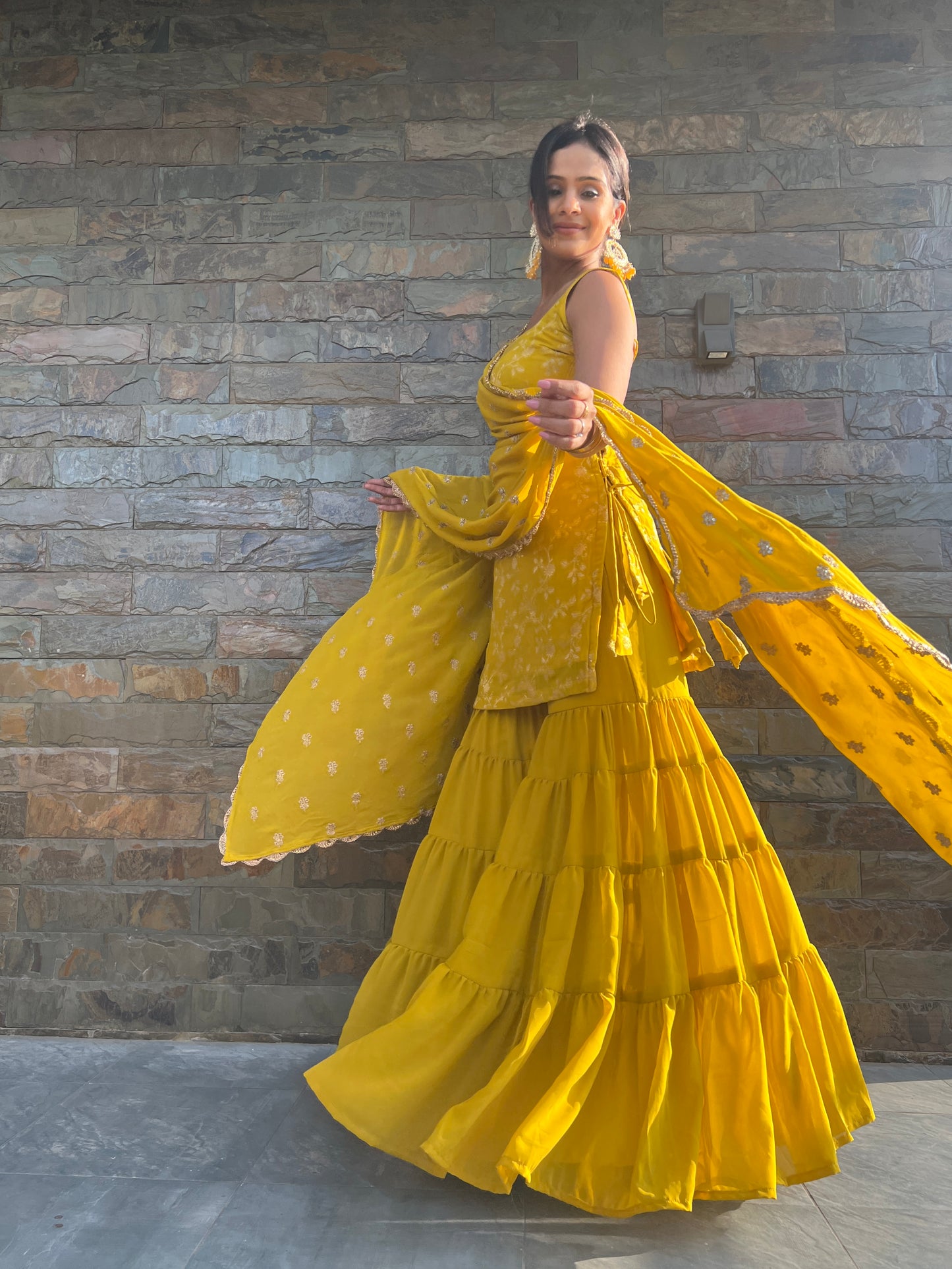 Nazaakat Yellow Sharara Set