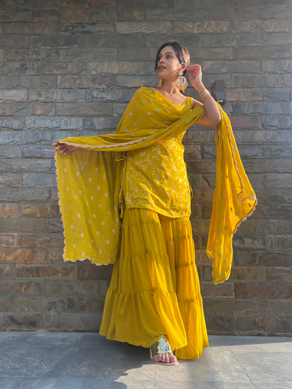 Nazaakat Yellow Sharara Set