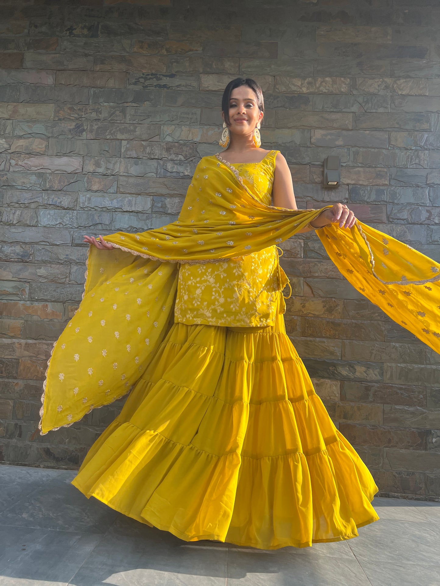 Nazaakat Yellow Sharara Set